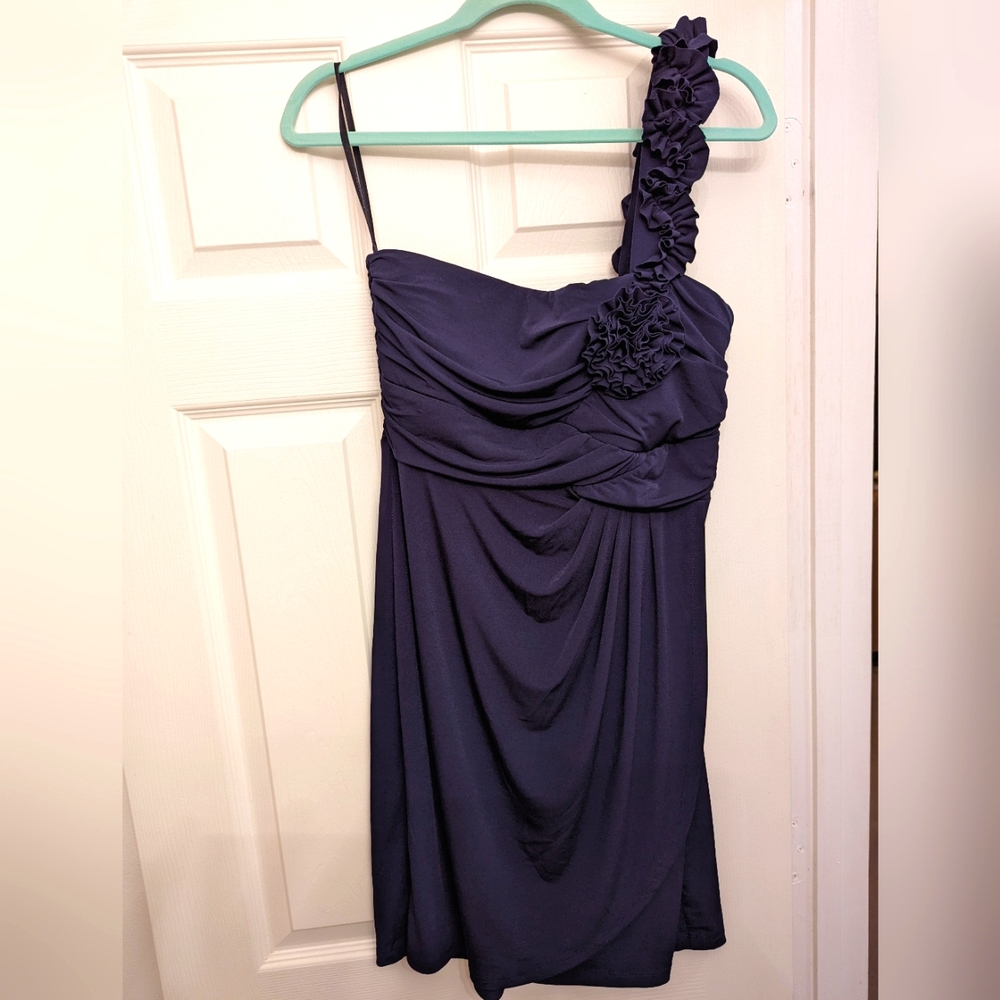 Valerie Bertinelli one shoulder Navy blue Short dress size 14